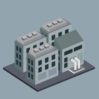 isometric industrial gray building vector