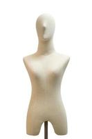 Maniquí femenino de la parte superior del cuerpo desnudo aislado sobre fondo blanco con trazado de recorte foto