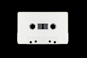 White retro mock up cassette tape isolated on black background with clipping path photo