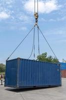 Crane lifting up container loading photo