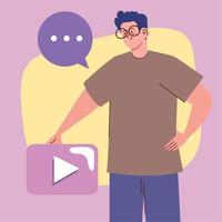 man with play button vector