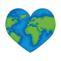 heart shaped planet earth vector