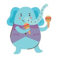 elephant playing maracas vector