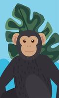 mono chimpancé con hoja vector