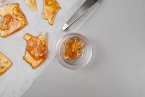 golden cannabis amber, thc concentrate marijuana resin photo