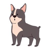 lindo perro gris mascota vector