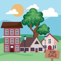 for sale label with houses vector