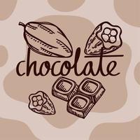 letras y productos de chocolate vector