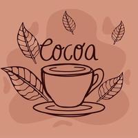 cocoa lettering with cup vector