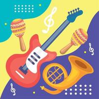 trumpet and guitar vector