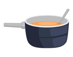 cooking pot with soup vector