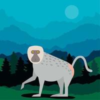 baboon monkey in camp vector