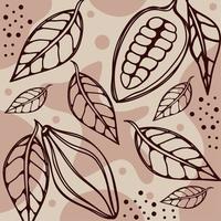 cocoa fruits and leafs pattern vector