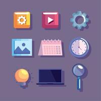 nine design and development icons vector