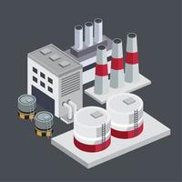 isometric industrial tanks and chimneys vector