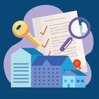 real estate contract and buildings vector