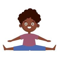 afro boy in yoga position vector