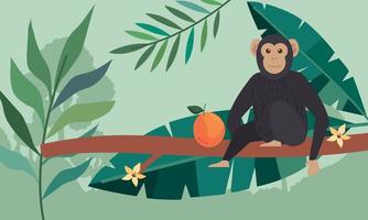 mono chimpancé en rama vector