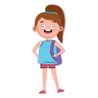 little girl with schoolbag vector