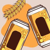 beers cans with ear of barley vector