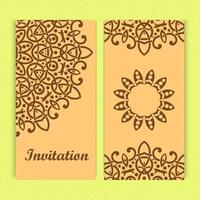 Mandala invitation card design.Floral card template design.Ornate date invitation card. vector