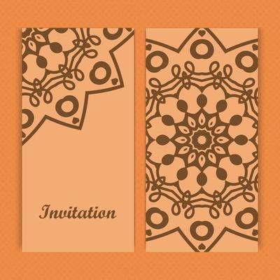 Mandala invitation card design.Floral card template design.Ornate date invitation card.
