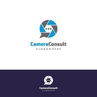 camera consulting logo design on isolated background, shutter combine with bubble speech logo icon vector
