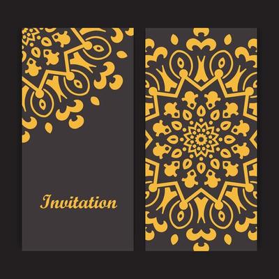 Mandala invitation card design.Floral card template design.Ornate date invitation card.
