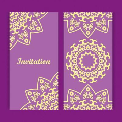 Mandala invitation card design.Floral card template design.Ornate date invitation card.