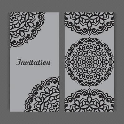 Mandala invitation card design.Floral card template design.Ornate date invitation card.