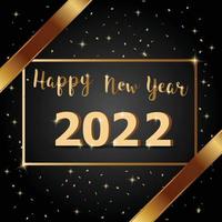 Golden bow Happy New Year 2022 with dark background vector