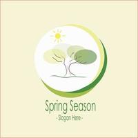 illustration of Spring logo in circle isolated in green background, for promotion company name vector