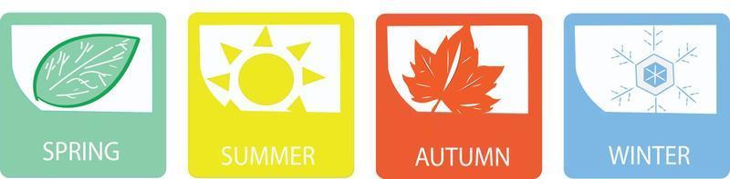 A set of four seasons icons. Winter, spring, summer and autumn. Seasons logo at white background - Vector for infographic and promotion