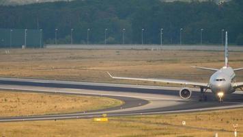 FRANKFURT AM MAIN, GERMANY JULY 19, 2017 - American Airlines Airbus A330 taxiing after landing at 07L. Fraport, Frankfurt, Germany video