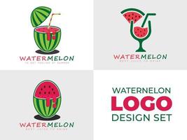 concepto de conjunto de diseño de logotipo de jugo de sandía para ilustración de vector de diseño de logotipo de jugo de fruta.