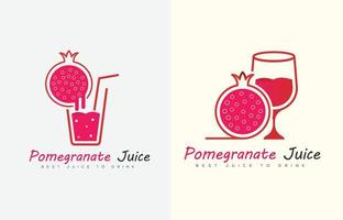 logo de jugo de granada, jugo saludable con un diseño de vector de logo de vidrio.