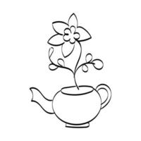 Hand Drawn Pot with Flower vector