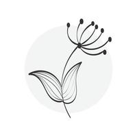 Flower drawing with line-art for print vector