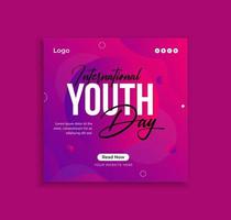 International Youth Day Social Media Background Design vector