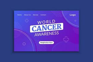 World cancer day landing page template design vector