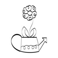 Hand Drawn Pot with Flower vector