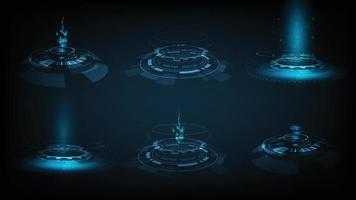 Vector of Circle podium futuristic set. Sci fi gaming hologram circle, digital tech energy element or HUD.