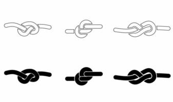 conjuntos de nudos de cuerda con diferentes formas aisladas sobre fondo blanco. ilustración de vector de nudo