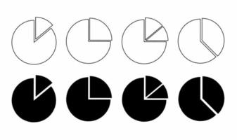 Esquema silueta gráfico circular conjunto de iconos aislado sobre fondo blanco. vector