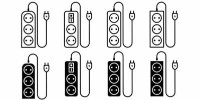 extension cord icon set with different shape isolated on white background vector