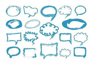 Set of various hand drawn doodle speech bubbles. Abstract speech bubble shape isolated on white background. vector