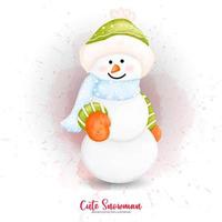 Winter Watercolor Snowman, Christmas Snowman. Digital paint watercolor illustration vector