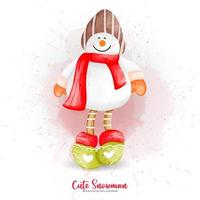 Decoration for winter seasonal, Cute Winter Watercolor Snowman, Watercolor illustration vector