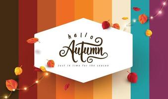 Autumn badge banner background with falling autumn leaves vector