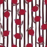 Seamless pattern with pomegranate fruit. Botanical fruits wallpaper. vector